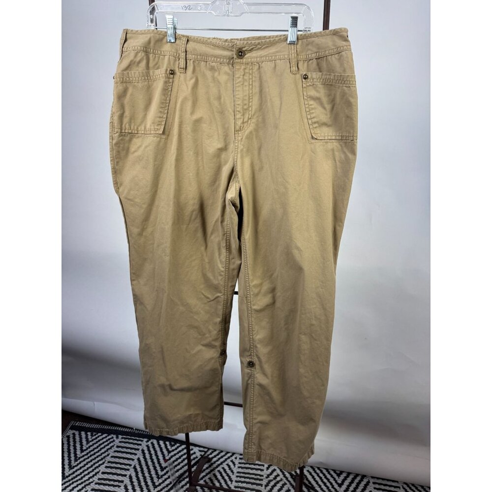 George & Martha Womens Khaki Convertible Cropped Pants Size 18 100% Cotton
